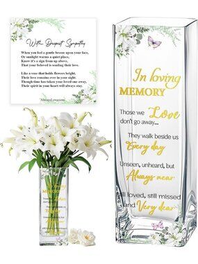 Sympathy Memorial Flowers Vase - Grief Gifts for Loss of Loved One, Condolences